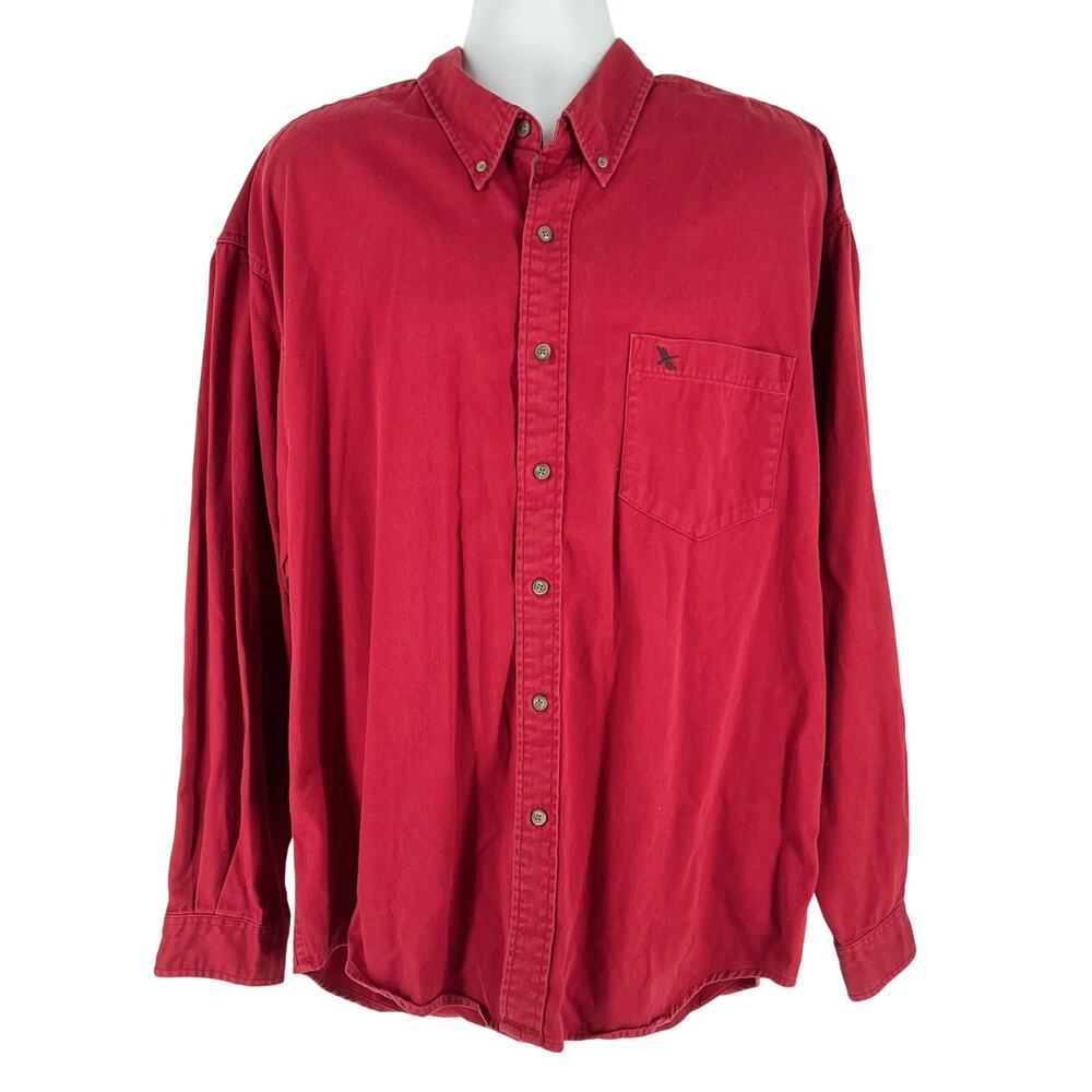 90s Eddie Bauer red button down shirt 1990s vintage XXL